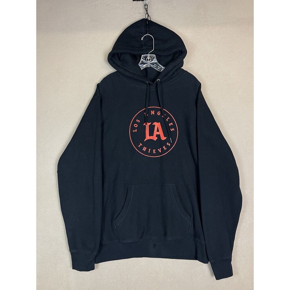 100 Thieves Hoodie Mens Large Black‎ Graphic Print Heavyweight Los Angeles